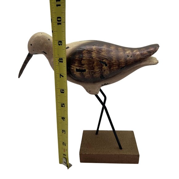 Vintage Shorebird 10"x9.5" Rustic Handcrafted Painted Wooden Sculpture Folk Art - Picture 3 of 13